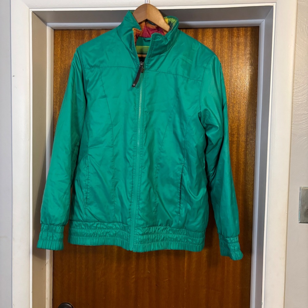 The North Face Green Full Zip Insulated Plaid Lined Jacket Womens Large F11-T502
